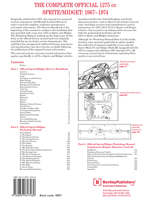 The Complete Official 1275 cc Austin-Healey Sprite / MG Midget: 1967-1974 back cover