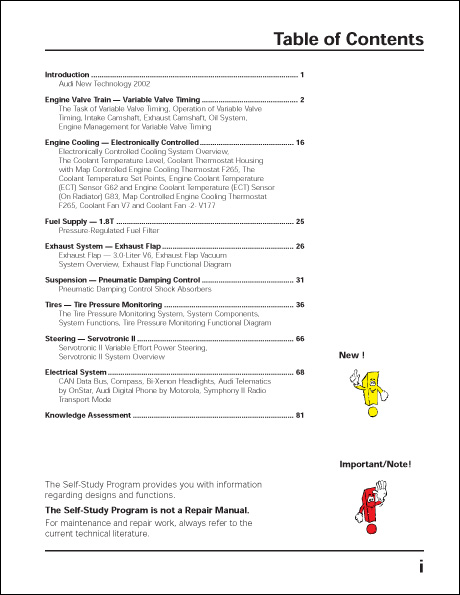 Audi New Technology 2002 Design and Function Technical Service Training Self-Study Program Table of Contents