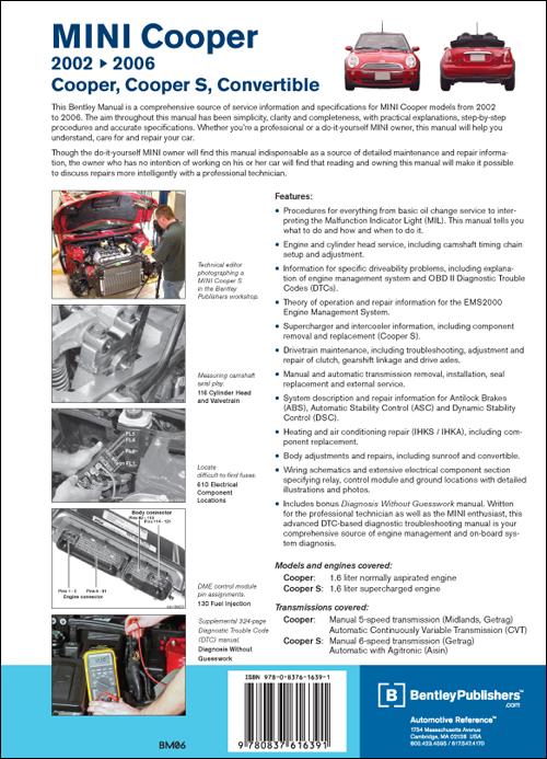 MINI Cooper Service Manual: 2002-2006 back cover